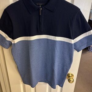 Men's Tahari Navy Colorblick Polo Shirt.  Size medium